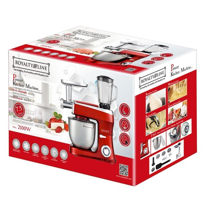 Impastatrice/Planetaria Multifunzione 3 in1 Capacità 6,5 Litri, 1900W Argento, Rosso, Nero