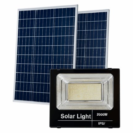 Faro LED 2000W con Doppio Pannello Solare IP67 Crepuscolare, Alta Efficienza