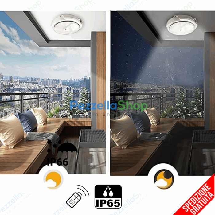 Plafoniera Con Pannello Solare 400w Crepuscolare 6500K