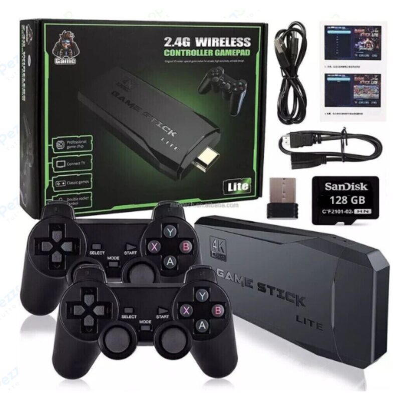 Retro console HDMI con 10.000 giochi, 2 controller wireless 2.4G, supporto multigiocatore e sistema Linux Retroarchiopen. Plug & Play!