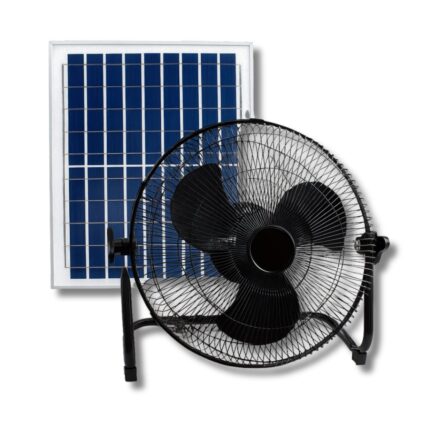 Ventilatore Portatile Solare Da Tavolo o Pavimento 12" Silenzioso Nero