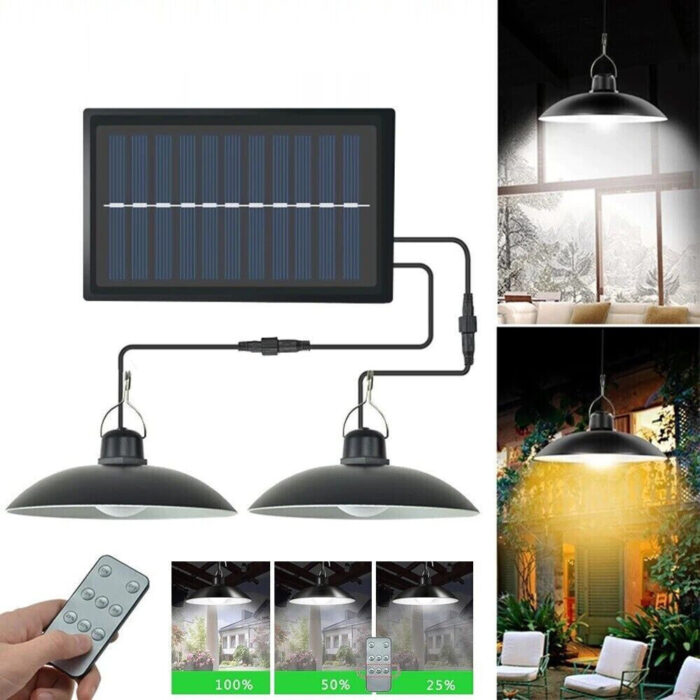 Kit 2 Lampadari a Soffitto Pannello Solare Ip65 Plafoniere esterne