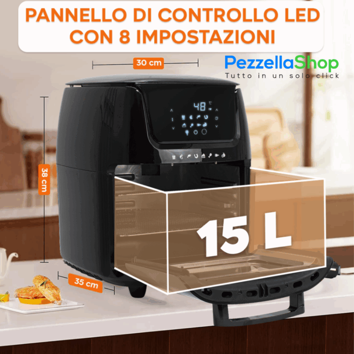 Friggitrice XXL ad Aria Jordan 15L 1800W Forno 8 Modalità Display Touch