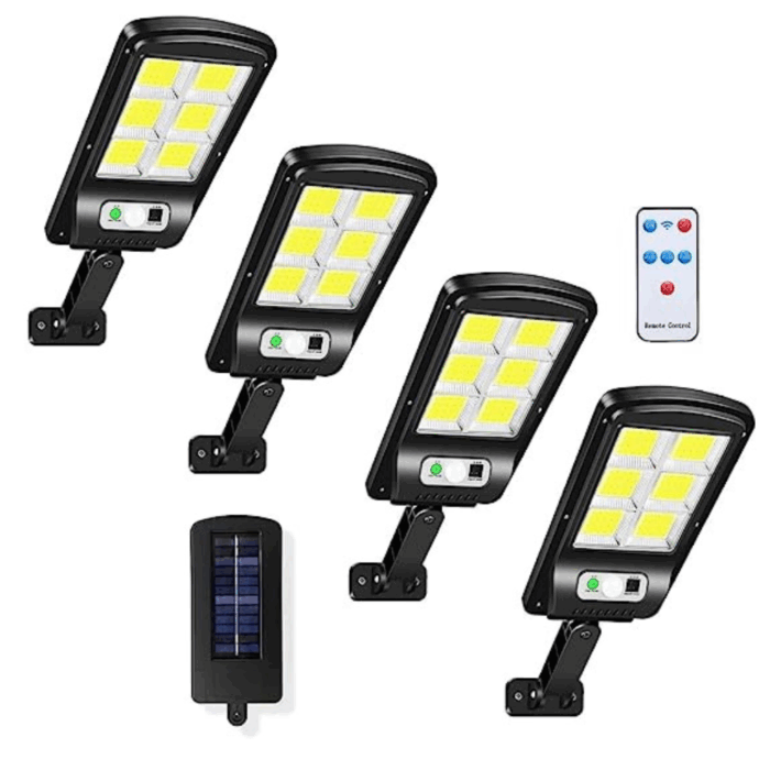 Kit 4 Lampioni Faretti Con Pannello Solare Led Sensore Di Movimento Crepuscolare Esterno