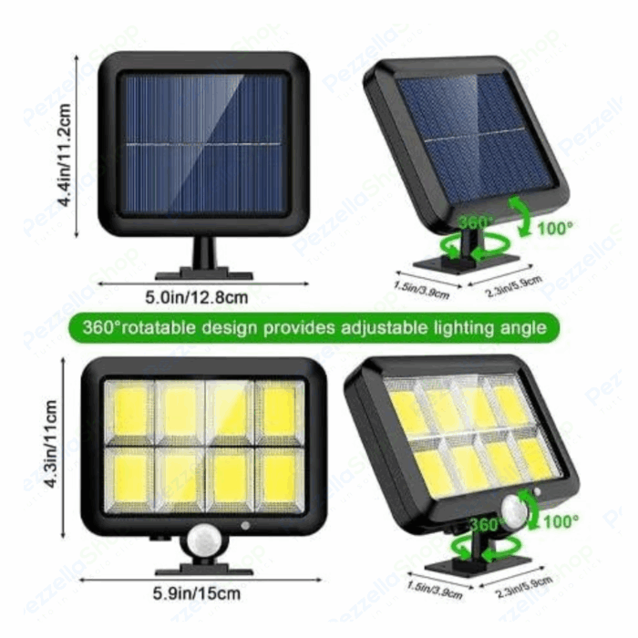 Faro Faretto con Pannello Solare 252 led COB Sensore Di Movimento