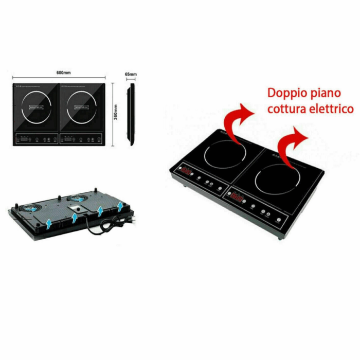 Piastra a Induzione Doppio Piano Cottura Portatile Elettrica 2000W
