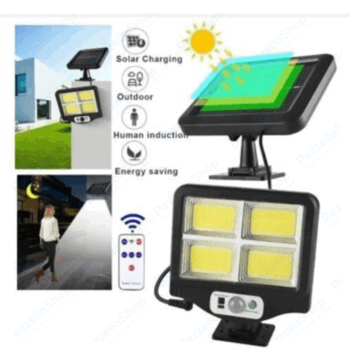 Faro Faretto con Pannello Solare 252 led COB Sensore Di Movimento