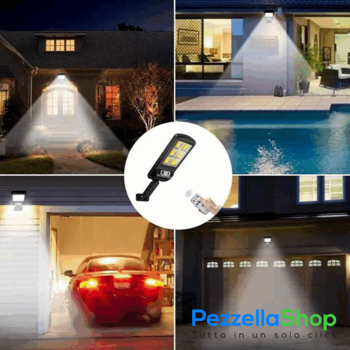 Kit 4 Lampioni Faretti Con Pannello Solare Led Sensore Di Movimento Crepuscolare Esterno