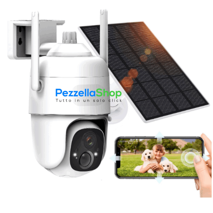 Telecamera Pannello Solare WiFi IP66 Wireless 1080p Pir Rilevamento Umano