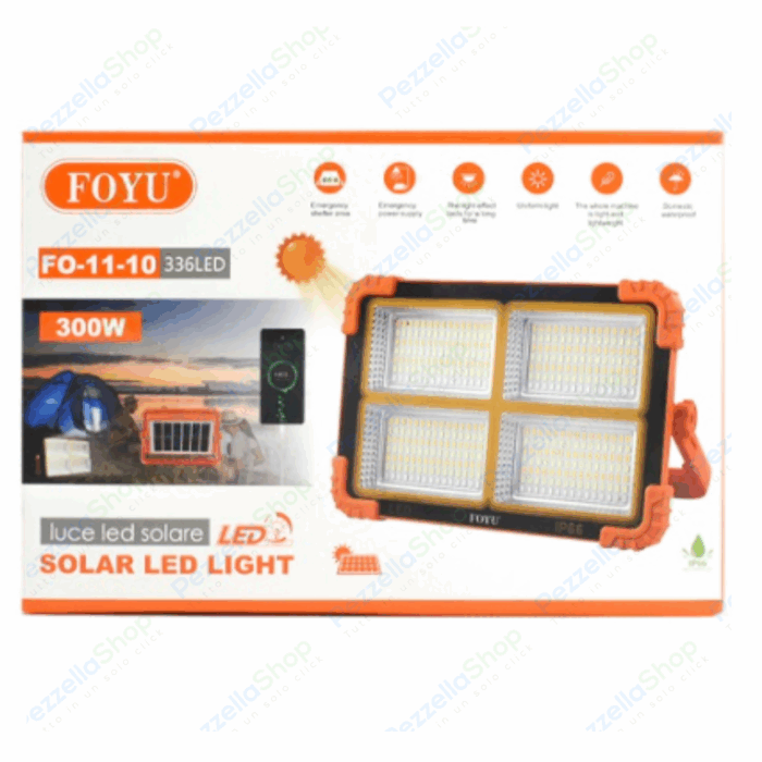 Faro Led Solare Ricaricabile Da Lavoro 300w Luce Fredda e Calda RGB Power bank