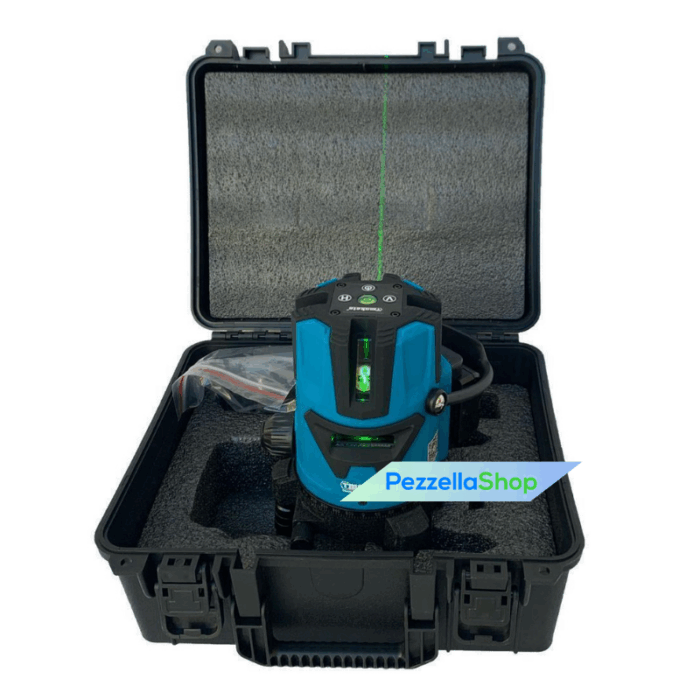 Livella Laser Autolivellante 5 Linee 360° a Batteria Con Telecomando e Valigetta