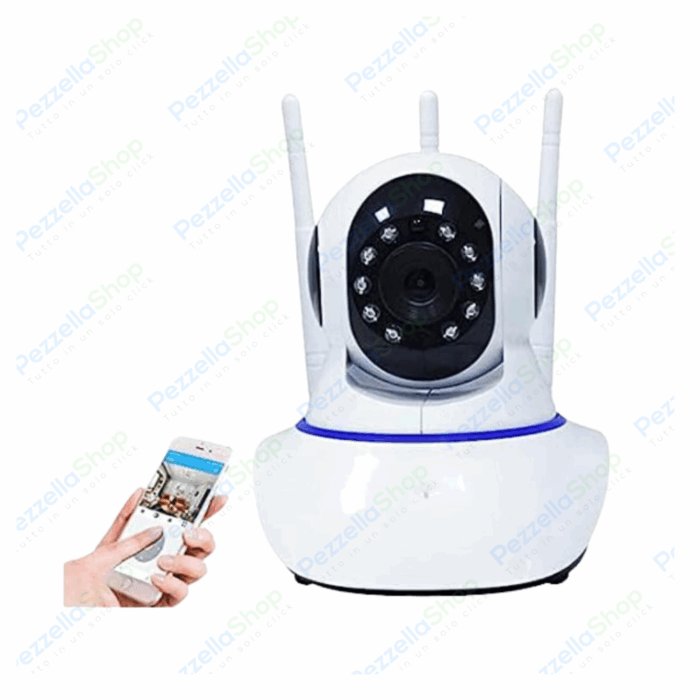 Telecamera Wireless WiFi HD 1080p 3 Antenne IP Camera Videosorveglianza Altoparlante