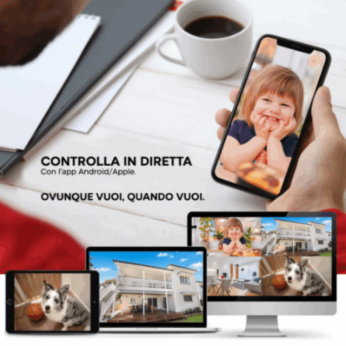 DVR Digital Video Recorder AHD 8 Canali Video H.264 Sorveglianza con App
