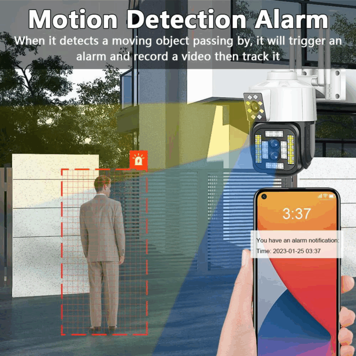 Telecamera WIFI PTZ Doppio Obiettivo da 2mp + 2mp IP66 Tracciamento Automatico