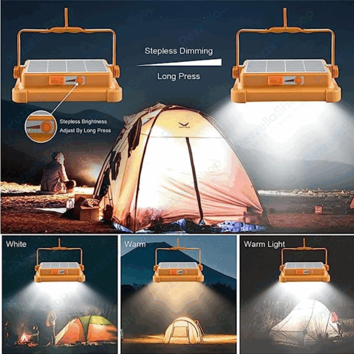 Faro Led Solare Ricaricabile Da Lavoro 300w Luce Fredda e Calda RGB Power bank