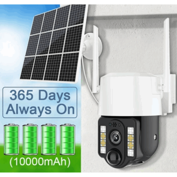 Telecamera Solare PTZ 4G | 360° Infrarossi, Ricarica Solare, Controllo da Remoto