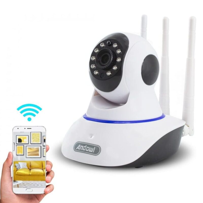 Telecamera Wireless WiFi HD 1080p 3 Antenne IP Camera Videosorveglianza Altoparlante