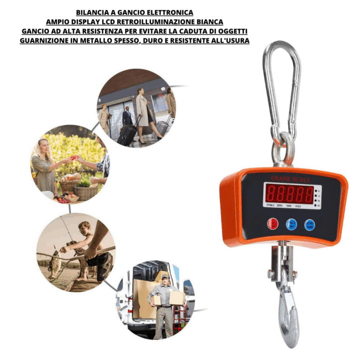 Bilancia Industriale 1000 kg | Elettronica, Display LED, Gancio per Gru