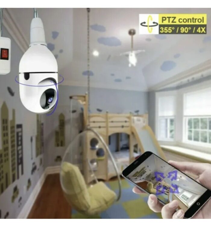 Telecamera a Bulbo Lampadina 360° WiFi Wireless Infrarossi Controllo Remoto