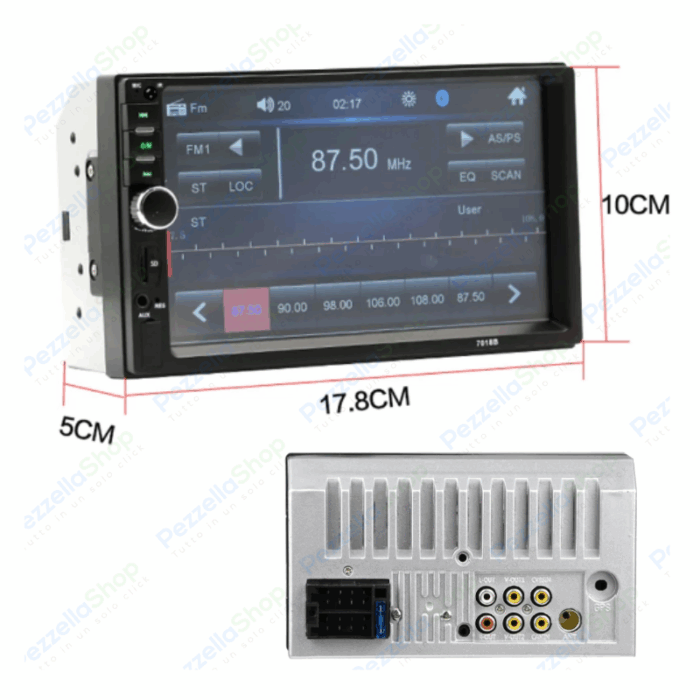 Autoradio 2 Din 7 Pollici Mirror Link Bluetooth Touchscreen USB MP5 Auto