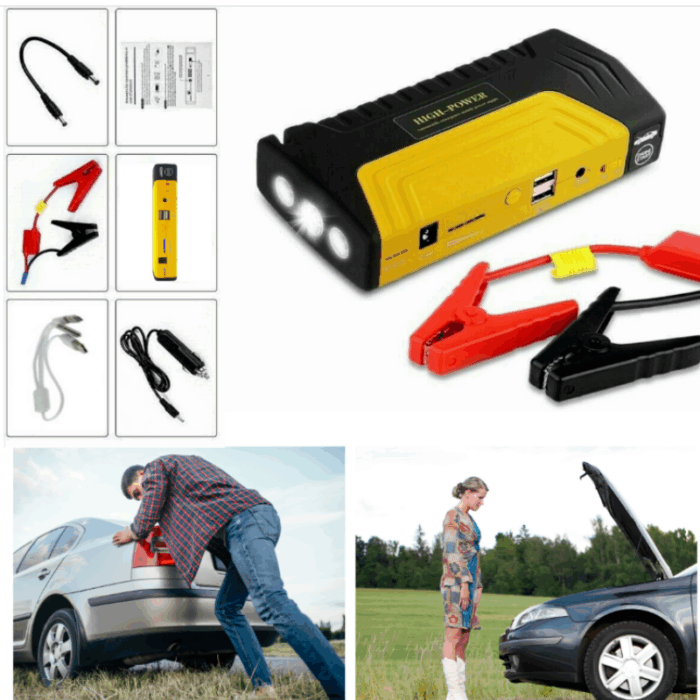 Avviatore Batteria per Auto 400A Portatile Caricabatterie Emergenza Torcia
