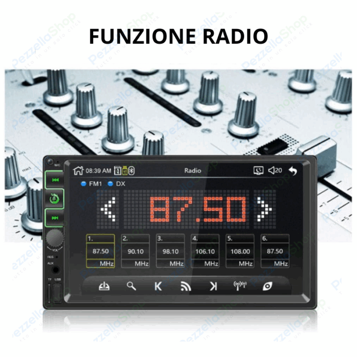 Autoradio 2 Din 7 Pollici Mirror Link Bluetooth Touchscreen USB MP5 Auto