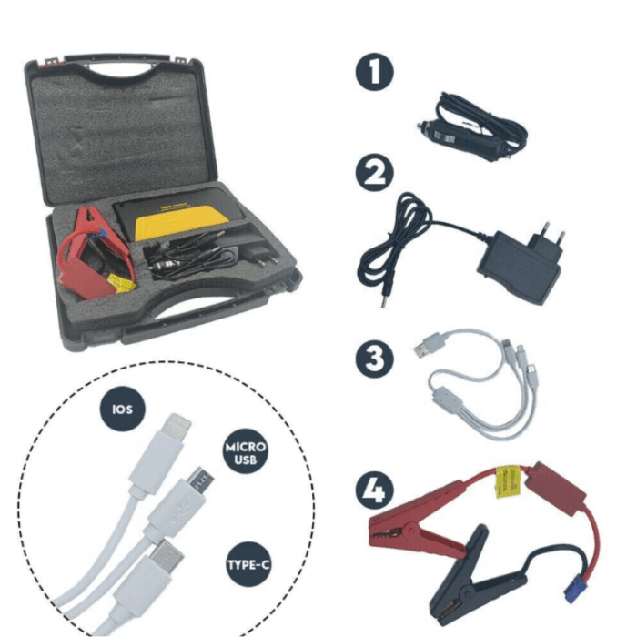 Avviatore Batteria per Auto 400A Portatile Caricabatterie Emergenza Torcia