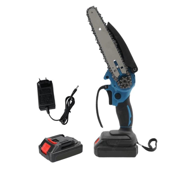Kit potatura Forbice Cesoia + Motosega 6" Doppia Batteria 48V + Asta Telescopica 240mm + Guanti e Occhialini OMAGGIO