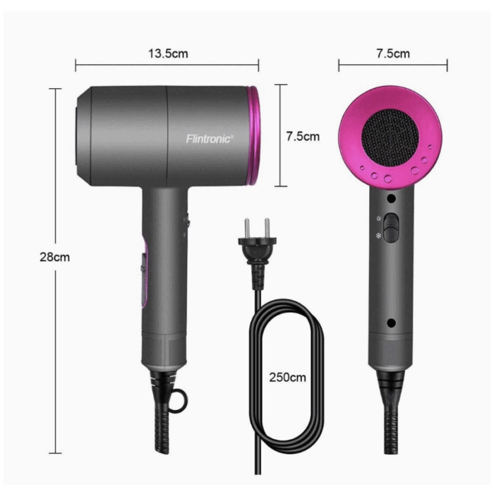 Phon Professionale Ionico 1800W con 5 Accessori – Asciugacapelli Supersonico per Capelli Lisci, Ricci e Anticrespo
