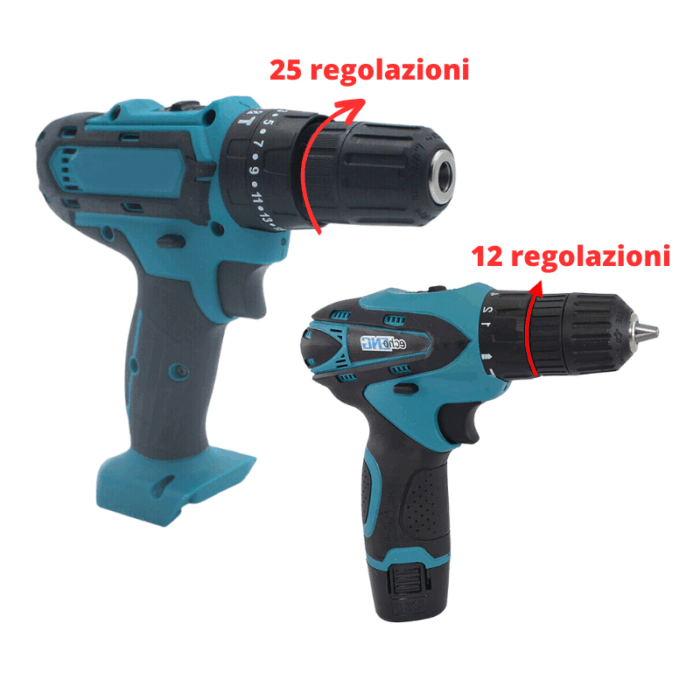 Kit 2 Trapani Cordless 18V Batterie a Litio 2.0 Ah con Valigetta + Accessori e Caricatore