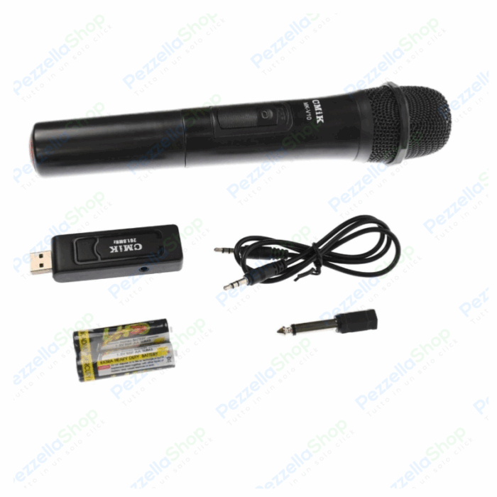Microfono 2 in 1 - Senza Fili Wireless o con Filo, Ricevitore USB Professionale
