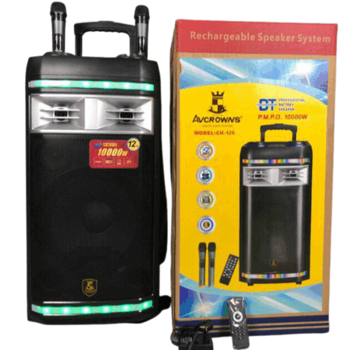 Cassa Amplificata Karaoke 10.000W Bluetooth – 2 Microfoni Wireless, USB e Funzioni Professionali