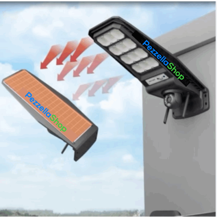 Lampione Solare 1000W con Telecamera IP Incorporata Wi-Fi, Sensore Crepuscolare e Movimento, Controllo Remoto IP66