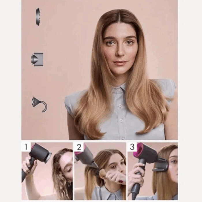 Phon Professionale Ionico 1800W con 5 Accessori – Asciugacapelli Supersonico per Capelli Lisci, Ricci e Anticrespo