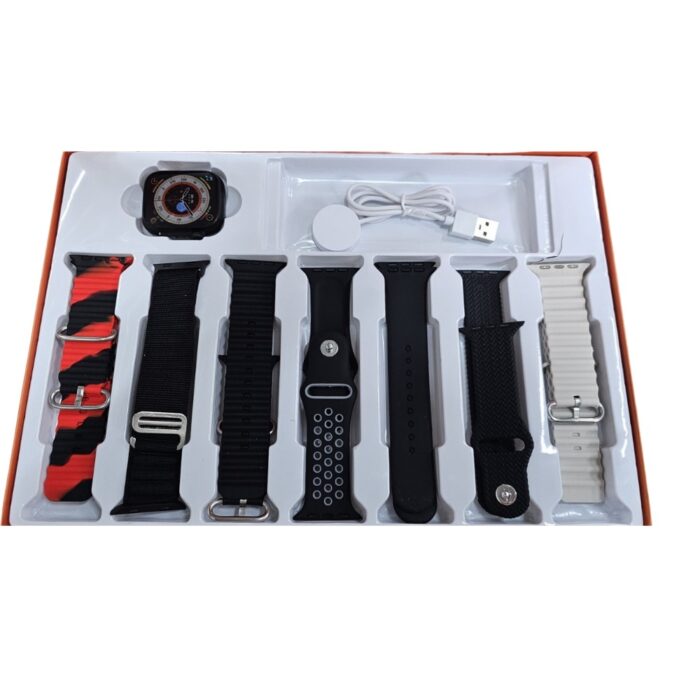 Big 2.0 Smartwatch Ultra 7 in 1 con Cinturini Colorati | Bluetooth Fitness Radio Android IOS, Caricatore