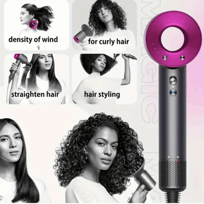 Phon Professionale Ionico 1800W con 5 Accessori – Asciugacapelli Supersonico per Capelli Lisci, Ricci e Anticrespo