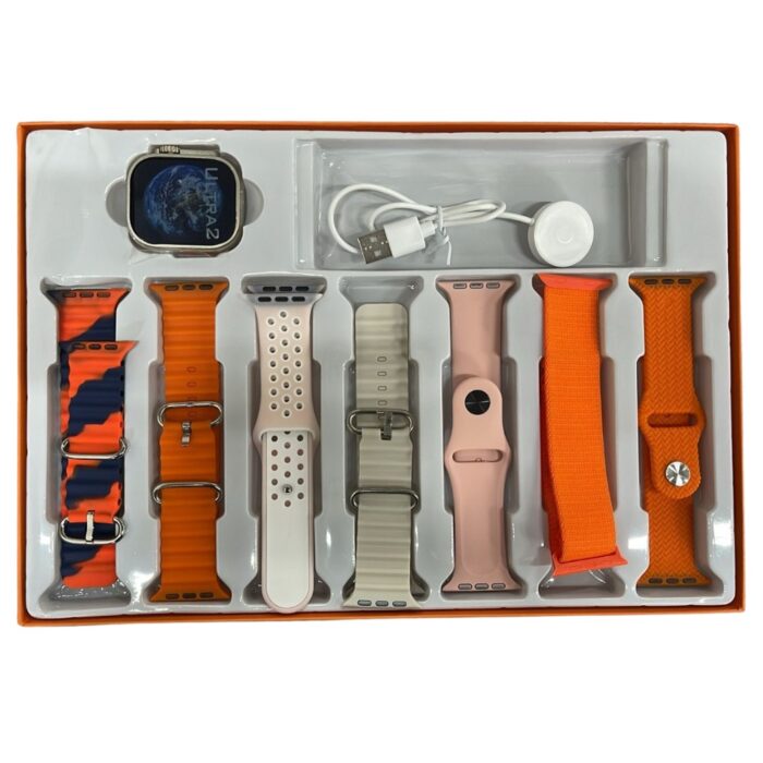 Big 2.0 Smartwatch Ultra 7 in 1 con Cinturini Colorati | Bluetooth Fitness Radio Android IOS, Caricatore