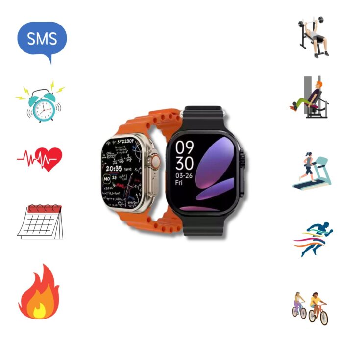 Big 2.0 Smartwatch Ultra 7 in 1 con Cinturini Colorati | Bluetooth Fitness Radio Android IOS, Caricatore