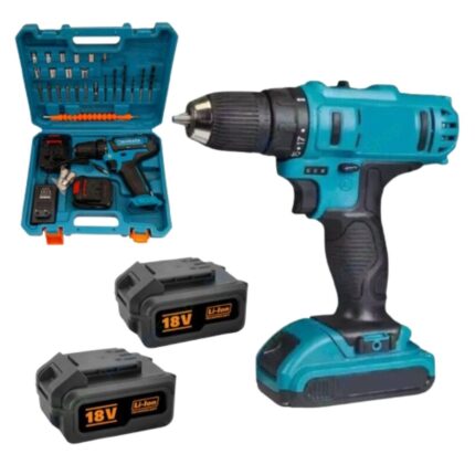 Trapano Avvitatore Doppia Batteria 18V Cordless 2Ah 24 Accessori + Valigetta