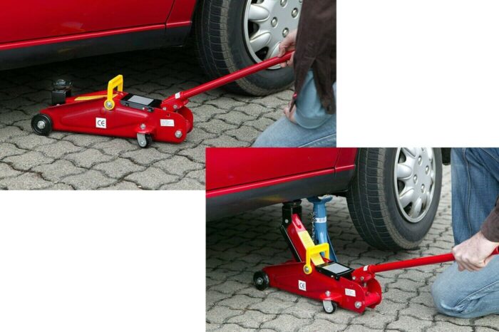Crick Idraulico a Carrello 2 Tonnellate – Sollevatore Auto Professionale Robusto e Compatto