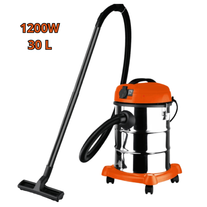 Bidone Aspirapolvere Aspiracenere 1200W Serbatoio 30 Litri Cavo 3m per Solidi e Liquidi