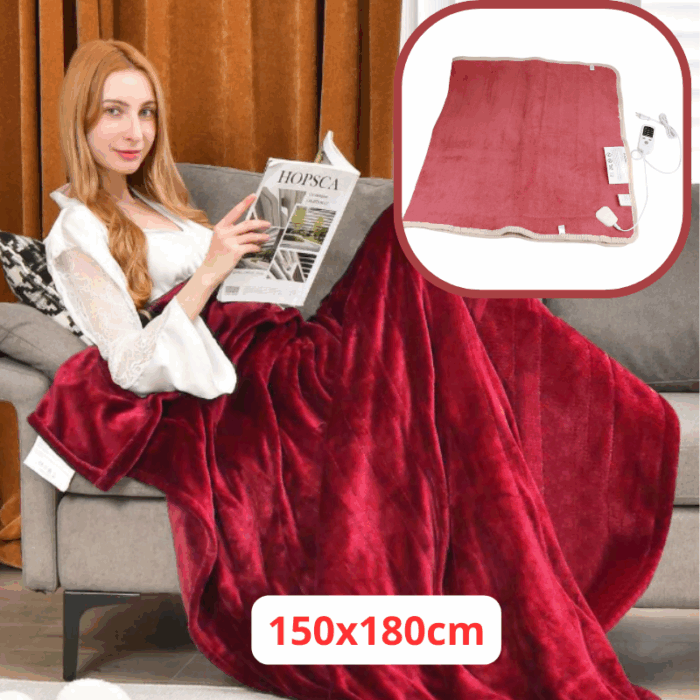 Coperta Riscaldante Elettrica 150x180cm Plaid con Telecomando 220V 50Hz