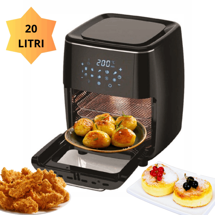 Friggitrice ad Aria 20 Litri 2000W Sistema Aria Rotante Display Touch Senza Olio