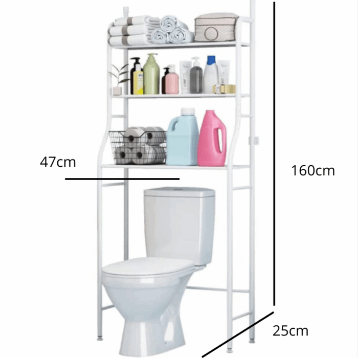 Scaffale Salvaspazio da Bagno per WC con 3 Mensole Mobiletto Portaoggetti