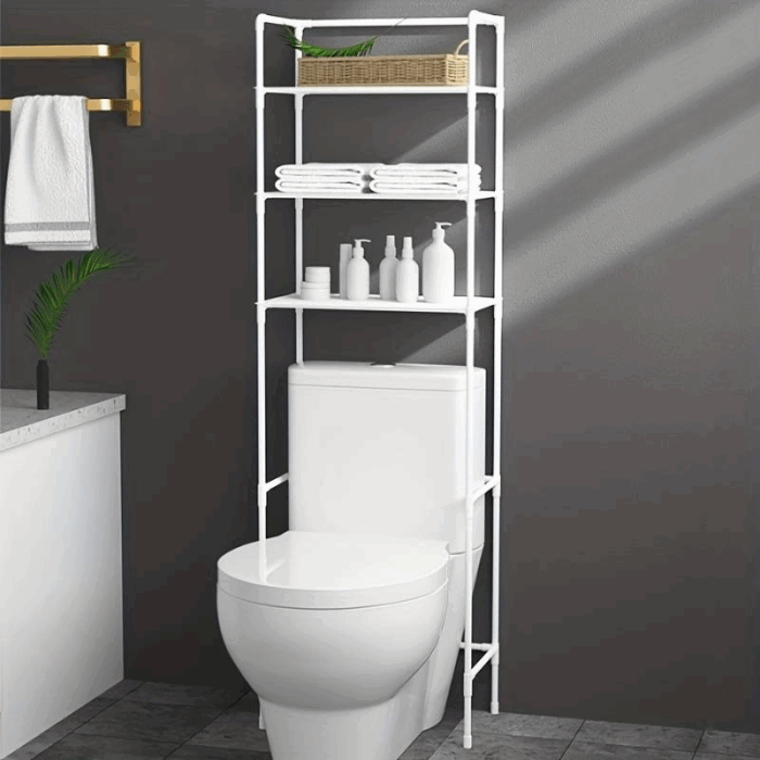 Scaffale Salvaspazio da Bagno per WC con 3 Mensole Mobiletto Portaoggetti