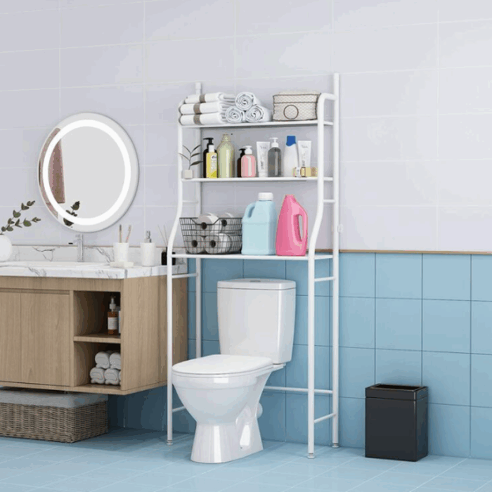 Scaffale Salvaspazio da Bagno per WC con 3 Mensole Mobiletto Portaoggetti
