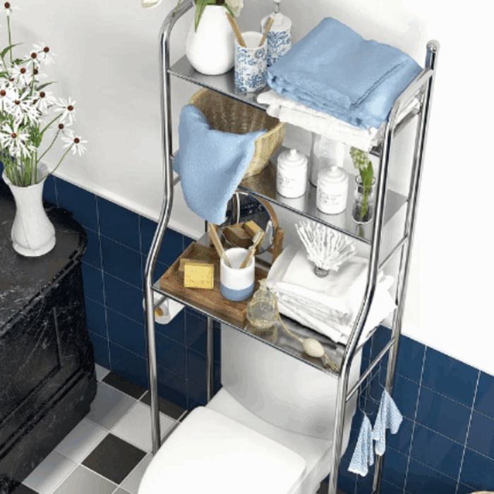 Scaffale Salvaspazio da Bagno per WC con 3 Mensole Mobiletto Portaoggetti