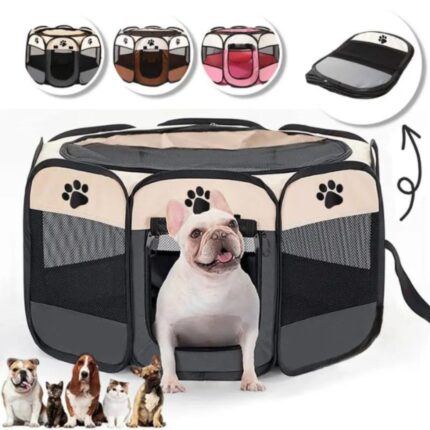 Recinto Pieghevole 100x100cm Portatile Box Traspirante per Animali Domestici, Cani, Gatti, Conigli