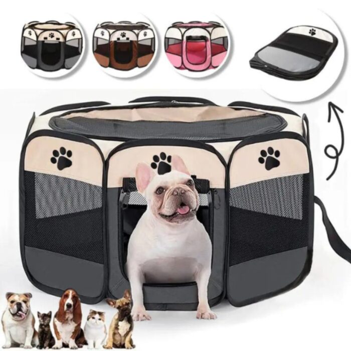Recinto Pieghevole 100x100cm Portatile Box Traspirante per Animali Domestici, Cani, Gatti, Conigli