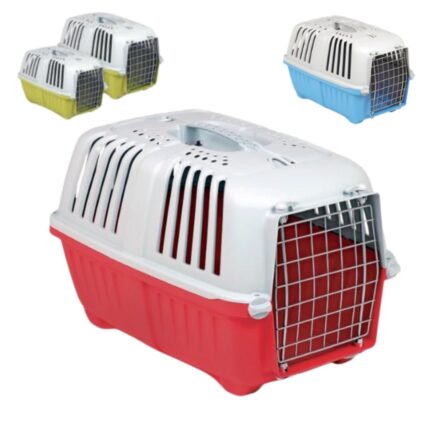 Trasportino 55x36x36cm Accessorio da Viaggio per Auto, Treno con Porta Metallica, Cani, Gatti, Conigli